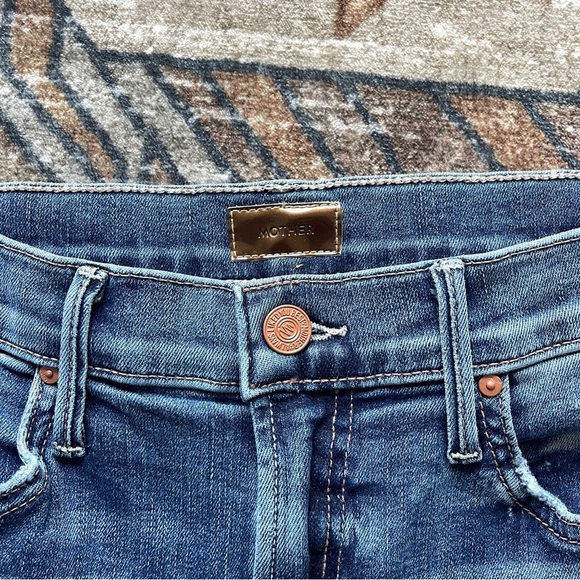 Mother Insider Crop Step Chew Dancing On Coals Jeans Distressed Denim Blue - Picture 3 of 7